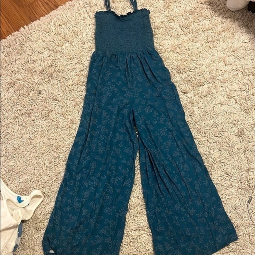 Roxy smocked teal Jumpsuit